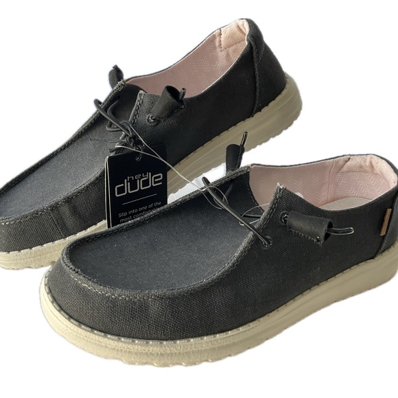 NEW Wendy Chambray Hey Dude Women Off-black Slip-On Loafers NWT - Picture 1 of 9